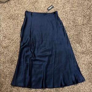 Zeagoo Elegant Dark Blue A-Line Satin Skirt